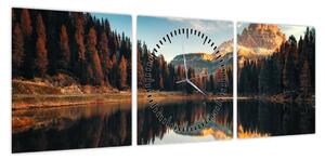 Obraz - Alpy, Włochy, Dolomity, Lago Antorno (z zegarem) (90x30 cm)