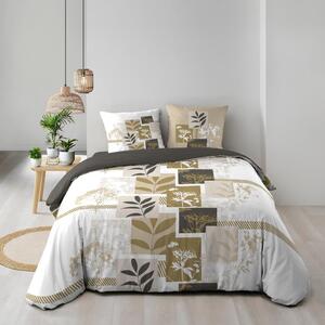Biało-brązowa bawełniana pościel dwuosobowa 240x220 cm Utopia – douceur d'intérieur