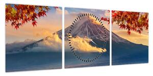 Obraz - Japonia, Góra Fuji (z zegarem) (90x30 cm)