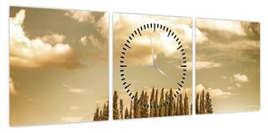 Obraz leśnej łąki (z zegarem) (90x30 cm)