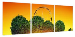 Obraz - Serce w koronach drzew (z zegarem) (90x30 cm)