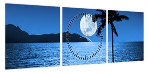 Obraz - Księżyc nad poziomem morza (z zegarem) (90x30 cm)