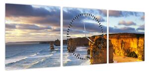 Obraz klifów morskich (z zegarem) (90x30 cm)