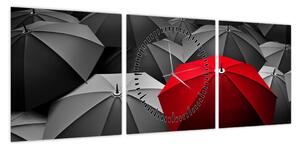 Obraz otwartych parasoli (z zegarem) (90x30 cm)