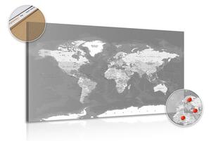Obraz na korku stylish vintage black and white world map
