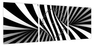 Abstrakcyjny obraz z paskami zebry (z zegarem) (90x30 cm)