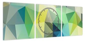 Obraz abstrakcji geometrycznej (z zegarem) (90x30 cm)