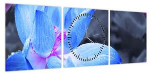Obraz szczegółu kwiatu (z zegarem) (90x30 cm)