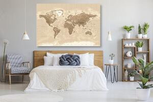 Obraz na korku piękna mapa świata w stylu vintage