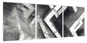 Abstrakcyjny obraz kostek (z zegarem) (90x30 cm)