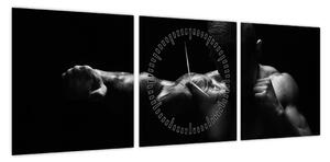 Obraz - Uderzenie pięścią (z zegarem) (90x30 cm)