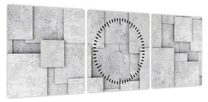 Obraz - Abstrakcja płytek betonowych (z zegarem) (90x30 cm)