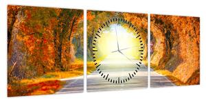 Obraz - Brama wykonana z koron drzew (z zegarem) (90x30 cm)