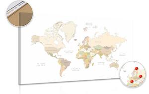 Obraz na korku mapa świata z elementami vintage