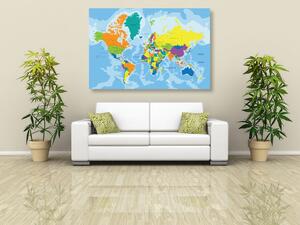 Obraz na korku kolorowa mapa świata