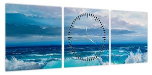 Obraz - Fale morskie (z zegarem) (90x30 cm)