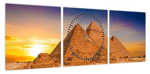 Obraz - piramidy egipskie (z zegarem) (90x30 cm)