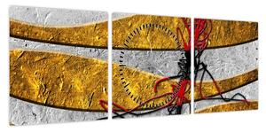 Abstrakcyjny obraz (z zegarem) (90x30 cm)