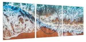 Obraz plaży morskiej (z zegarem) (90x30 cm)