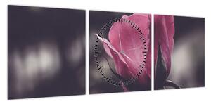 Obraz - Detal kwiatu róży (z zegarem) (90x30 cm)