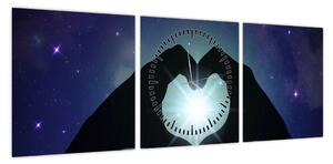 Obraz - Miłość symboliczna (z zegarem) (90x30 cm)