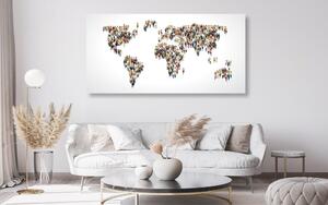 Obraz na korku mapa świata składająca się z ludzi