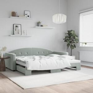 Sofa rozsuwana, jasnoszara, 90x190 cm, aksamit