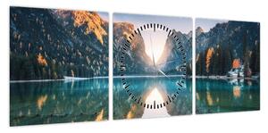Obraz - Górskie jezioro (z zegarem) (90x30 cm)