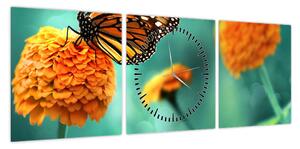 Obraz motyla (z zegarem) (90x30 cm)