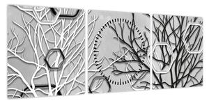Abstrakcyjny obraz z drzewami (z zegarem) (90x30 cm)