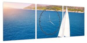 Obraz - Przejażdżka łodzią (z zegarem) (90x30 cm)