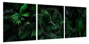 Obraz - Paprocie tropikalne (z zegarem) (90x30 cm)