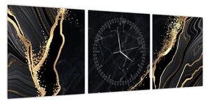 Obraz złotej abstrakcji (z zegarem) (90x30 cm)