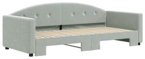 Sofa rozsuwana, jasnoszara, 90x190 cm, aksamit