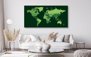 Obraz na korku szczegółowa mapa świata w kolorze zielonym