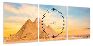 Obraz egipskich piramid (z zegarem) (90x30 cm)