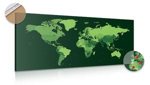 Obraz na korku szczegółowa mapa świata w kolorze zielonym
