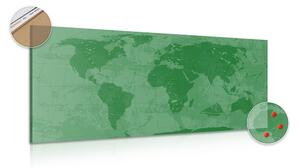 Obraz na korku rustykalna mapa świata w kolorze zielonym