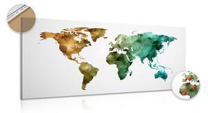 Obraz na korku kolorowa w stylu wielokątów mapa świata