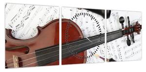 Obraz - Instrumenty muzyczne (z zegarem) (90x30 cm)