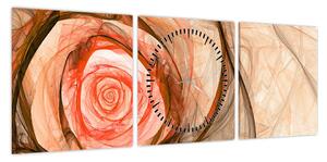 Obraz - Róża w artystycznym duchu (z zegarem) (90x30 cm)