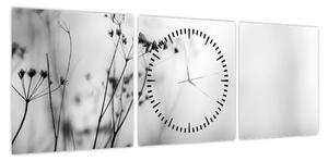 Obraz - Detal kwiatów polnych (z zegarem) (90x30 cm)