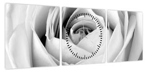 Obraz - Detal kwiatu róży (z zegarem) (90x30 cm)