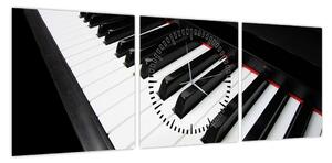 Obraz klawiszy fortepianu (z zegarem) (90x30 cm)
