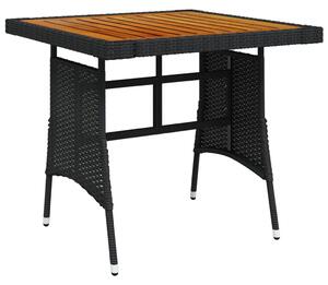 Stół ogrodowy, czarny, 70x70x72 cm, rattan PE i drewno akacjowe
