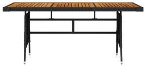 Stół ogrodowy, czarny, 160x70x72 cm, rattan PE i drewno akacjowe