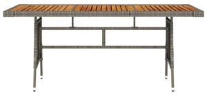 Stół ogrodowy, szary, 160x70x72 cm, rattan PE i drewno akacjowe
