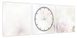 Obraz delikatnych kwiatów (z zegarem) (90x30 cm)