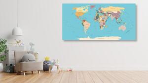 Obraz na korku mapa świata z nazwami