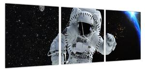 Obraz - Astronauta w kosmosie (z zegarem) (90x30 cm)